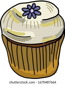 Blueberry cupcake, illustration, vector on white background.