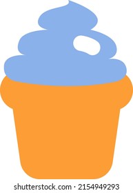 Blueberry cupcake, illustration, vector on a white background.