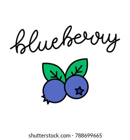 Blueberry Cursive Lettering Vector Colorful