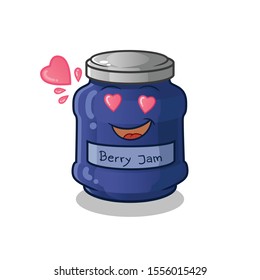 blueberry cute chibi fall in love cartoon mascot vector illustration