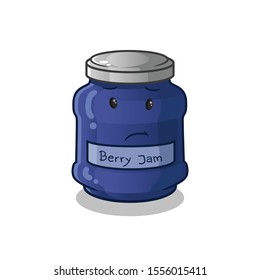 blueberry cute chibi sad cartoon mascot vector illustration