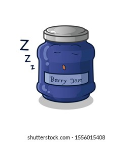 blueberry cute chibi sleep cartoon mascot vector illustration