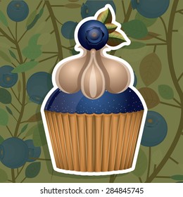Blueberry design over blueberries background, vector illustration