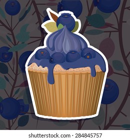 Blueberry design over blueberries background, vector illustration