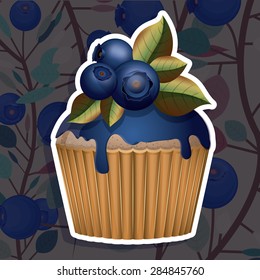 Blueberry design over blueberries background, vector illustration