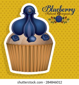 Blueberry design over pointed background, vector illustration