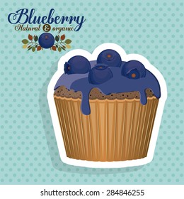 Blueberry design over pointed background, vector illustration