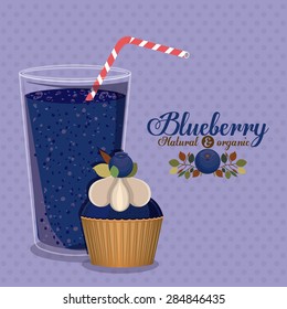 Blueberry design over pointed background, vector illustration