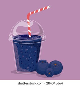 Blueberry design over purple background, vector illustration