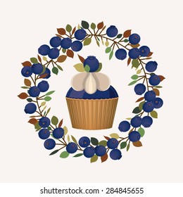 Blueberry design over white background, vector illustration