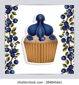 Blueberry design over white background, vector illustration