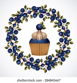 Blueberry design over white background, vector illustration