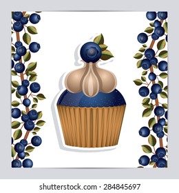 Blueberry design over white background, vector illustration