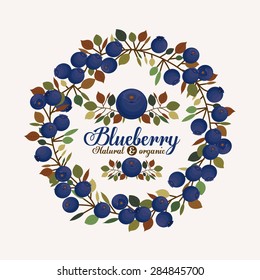 Blueberry design over white background, vector illustration