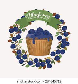 Blueberry design over white background, vector illustration