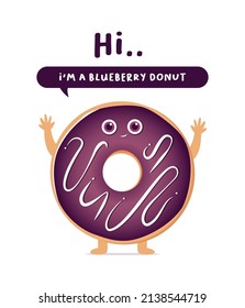 Blueberry Donut - Cute Vector Character