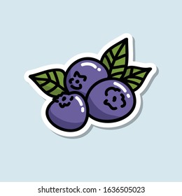 Blueberry Doodle Icon, Vector Illustration
