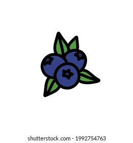 blueberry doodle icon, vector illustration