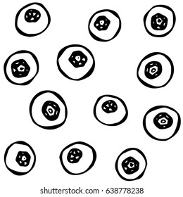 Blueberry Doodle Style Vector Design, Isolated on White Background.