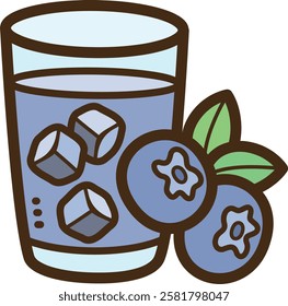 Blueberry drink vector doodle illustration and graphic