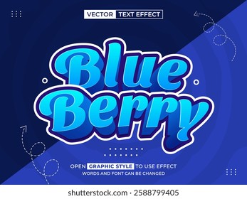 blueberry editable text, font effect, 3d text for title