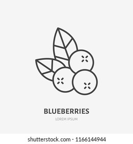 Blueberry flat line icon, forest berry sign, healthy food logo. Illustration of cranberry, lingonberry for natiral food store.