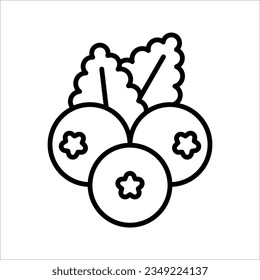 Icono de la línea plana de arándano azul, signo de baya forestal, logotipo de comida saludable. ilustración vectorial sobre fondo blanco