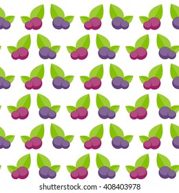 Blueberry Flat Seamless Pattern Background Icon Vector Illustration EPS10