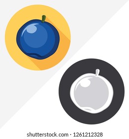 Blueberry  flat vector icon. Illustration of black and white icons