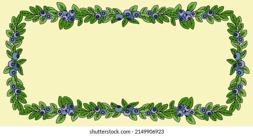 blueberry frame postcard yellow background