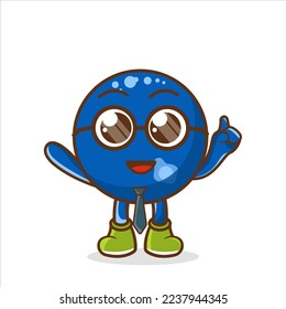 Blueberry Fruit cartoon businessman mascot character wearing tie and glasses