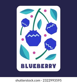 Blueberry fruit draw of vector illustration for social media, postcard, poster and print