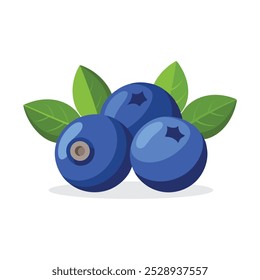 Mirtilo fruta plana vetor ilustração no fundo branco