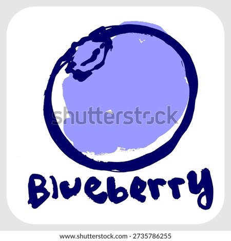 Blueberry Fruit Graffiti Tag. Bold Hand-Drawn Street Art Berry Symbol with Rough Blue Marker Ink and Urban Outline.
