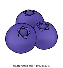 Estilo vectorial de Ilustración de Frutos Blueberry. Mínimo Icono Caricatura Signo básico de lanza. Diseño de alimentos saludables para vegetales.