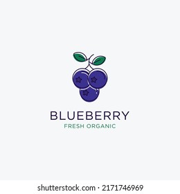 Vector de diseño del logotipo de Frutos de arándano azul, ilustración de la plantilla de arándano azul