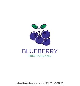 Vector de diseño del logotipo de Frutos de arándano azul, ilustración de la plantilla de arándano azul