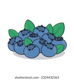 Frutos de arándano. Ilustración del diseño de dibujos animados del vector Blueberry. Blueberry con hoja