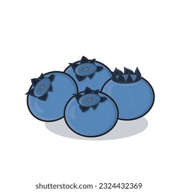 Blueberry fruit. Blueberry vector icon cartoon design ilustration. Blueberry with leaf