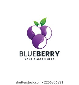 Ilustración del icono del vector del logotipo de gradiente de la fruta azul