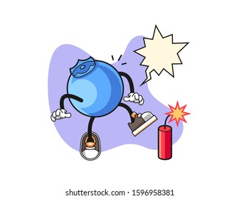 Blueberry get surprise firecrackers with speech bubble cartoon. Mascot Character vector.