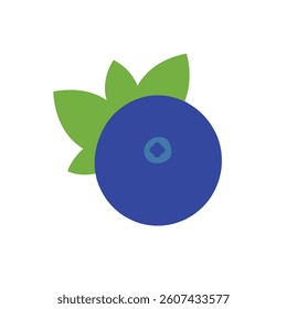 Blueberry and green leaf vector icon on white background