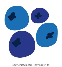 Blueberry. Hand drawn design. Flat illustration. White background.
