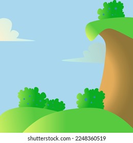 blueberry hill view vector background illustration, blueberry orchard view among beautiful hills