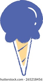Blueberry Ice Cream Cone Vector Illustration