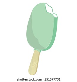 Blueberry ice cream on a stick vector isolated bitten, tasty dessert