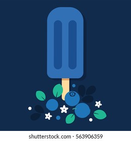 Blueberry Ice cream vector creative illustration, modern composition isolated color design