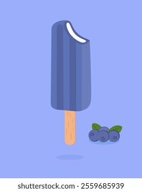 blueberry ice cream vector, blueberry vector, ice cream drawing, blueberry popsicle illustration vector