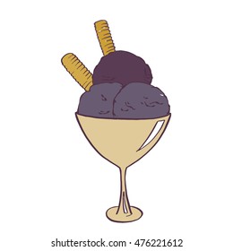 blueberry ice cream with wafer rolls