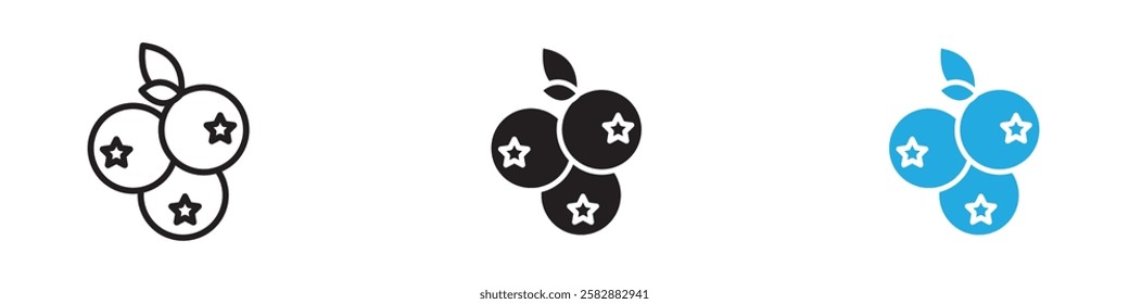 Blueberry icon black white vector outline